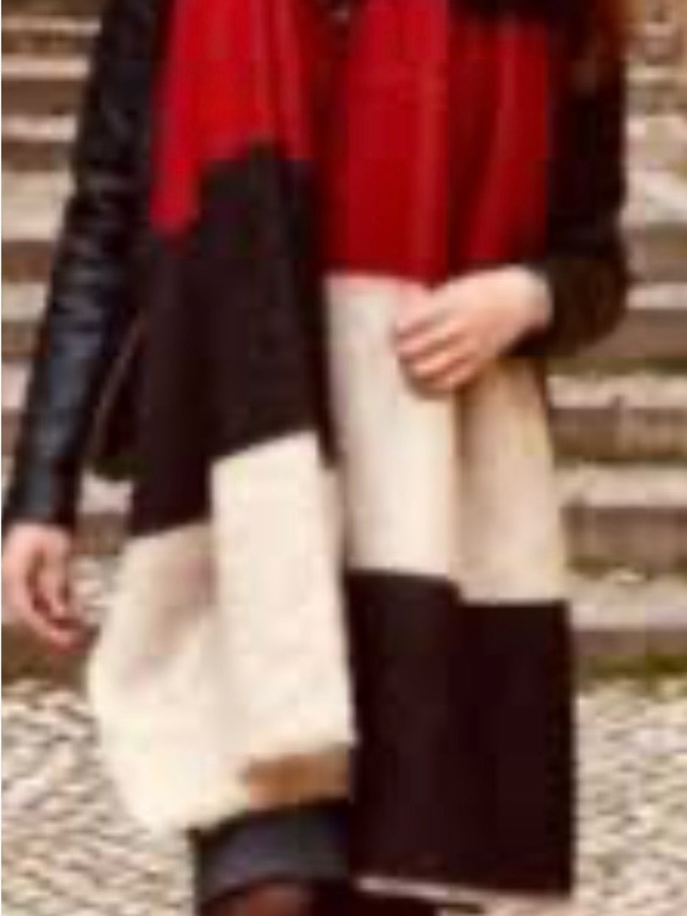Zara Colorblock Red, Black & Cream Scarf